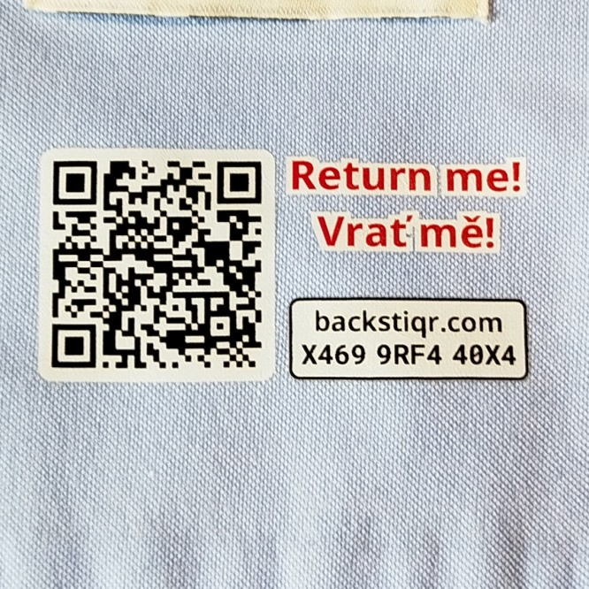 backstiQR, nažehlovací štítky (10 ks na listu) - Obsah balení: 2 archy, 20 štítků, Jazyková verze: Česky, anglicky