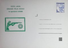 COB86B , Prezident G. Husák (VI), přítisk XXXI. ročník GRAND PRIX BRNO ve sportovní střelbě