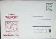 COB92, Prezident V. Havel, přítisk 55 let prvního přenosu olympijského ohně Olympia - Berlín