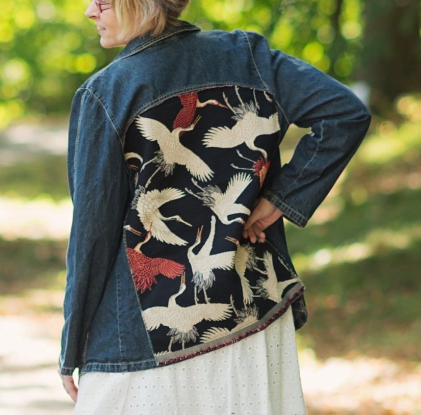 Džínová bunda s volavkami