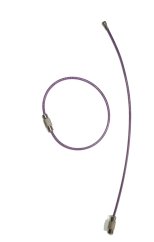 Ocelové lanko s uzávěrem, potažené PVC, fialové