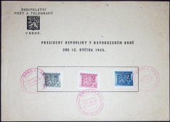 Pamětní list, Prezident republiky v osvobozeném městě Brně dne 12.5.1945