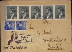Doporučený dopis (Praha 6 - Kroměříž), 1946