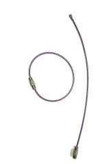 Ocelové lanko s uzávěrem, potažené PVC, fialové