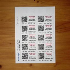 backstiQR samolepky, papír (10 ks na listu)