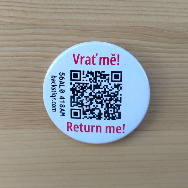 backstiQR placka - Průměr placky [mm]: 50, Obsah balení: 5 ks, Jazyková verze: Česky, anglicky