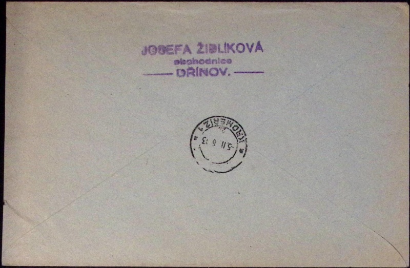 Doporučený dopis (Pavlovice u Kojetína - Kroměříž), 1946