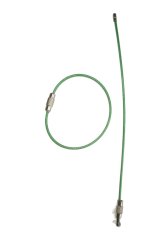 Ocelové lanko s uzávěrem, potažené PVC, zelené