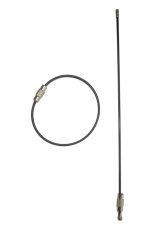 Ocelové lanko s uzávěrem, potažené PVC, černé