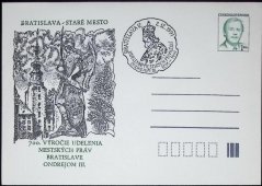 COB92, Prezident V. Havel, přítisk 700. výročie udelenia mestských práv Bratislave Ondrejom III.
